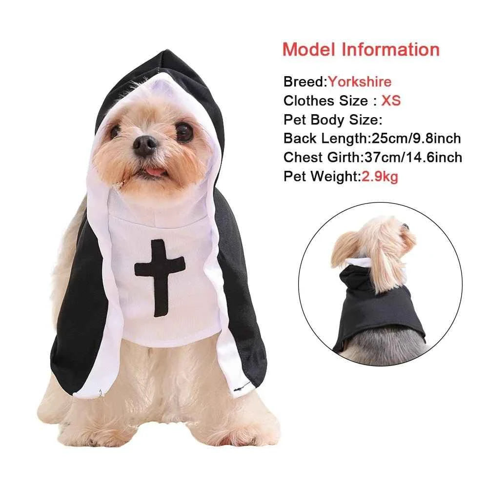 Make Halloween Pawsitively Fun with Our Funny Halloween Cat Costumes - Jesus Nun Outfit for Small to Medium Pets!