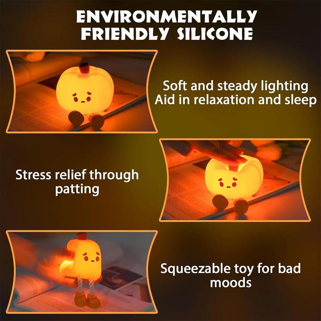 Rechargeable Halloween Night Light – Adorable Pumpkin-Shaped Bedside Lamp for Kids - Bargain Warriors LLC