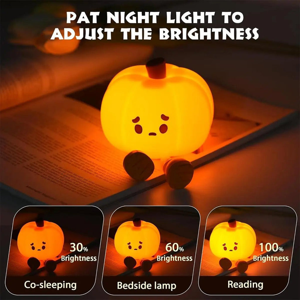Rechargeable Halloween Night Light – Adorable Pumpkin-Shaped Bedside Lamp for Kids - Bargain Warriors LLC