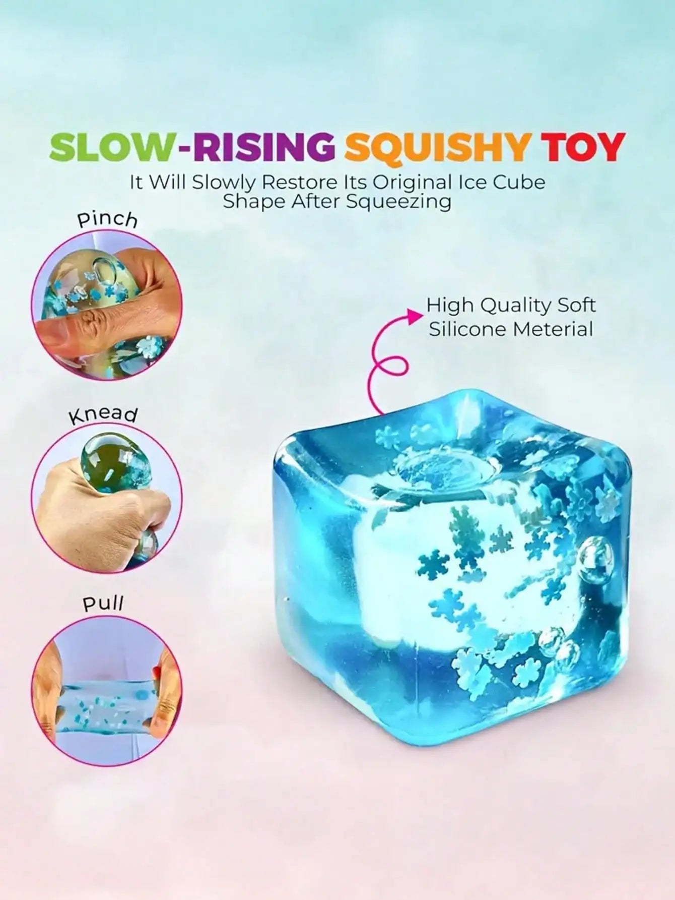 Soft Slow Rising Ice Cube Toy - Premium Simulation Snowflake Stress Reliever for Winter Decor and Sensory Fun - Bargain Warriors LLC