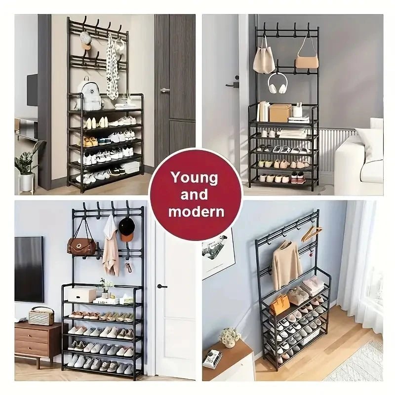 Stylish Entrance Shoe and Clothes Hanger Rack for Organized Living - Bargain Warriors LLC