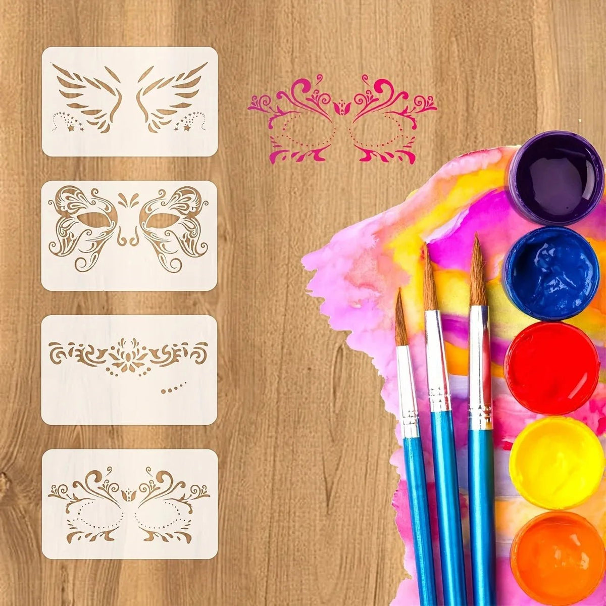 Unleash Your Creativity with 16pcs Reusable Face Painting Stencils - Perfect for Parties and DIY Makeup - Bargain Warriors LLC