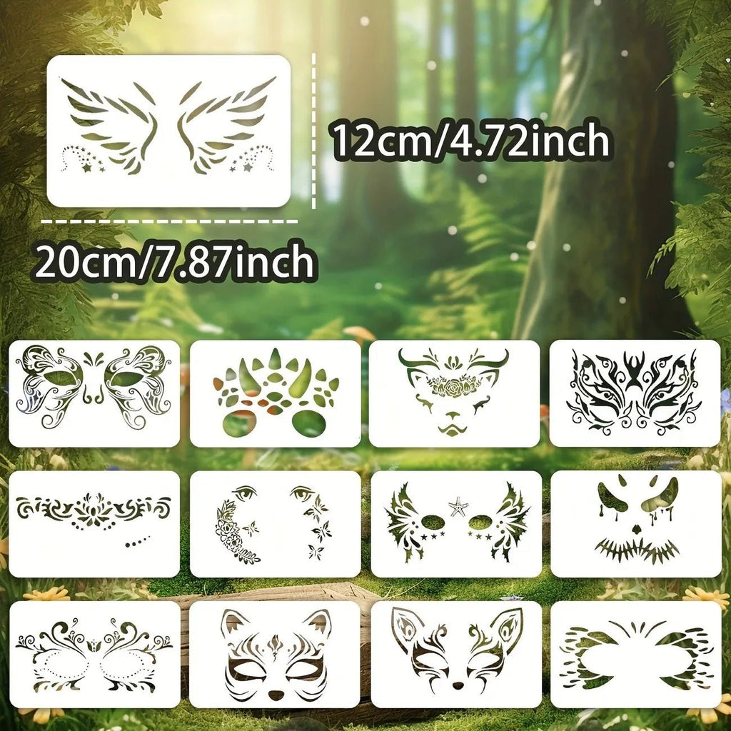 Unleash Your Creativity with 16pcs Reusable Face Painting Stencils - Perfect for Parties and DIY Makeup - Bargain Warriors LLC