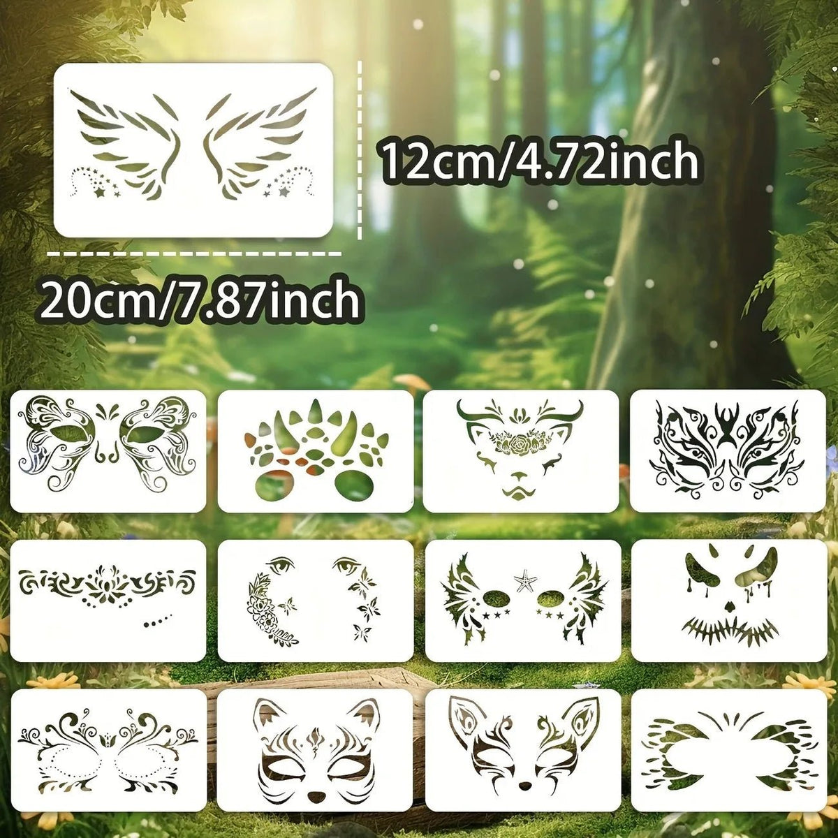 Unleash Your Creativity with 16pcs Reusable Face Painting Stencils - Perfect for Parties and DIY Makeup - Bargain Warriors LLC