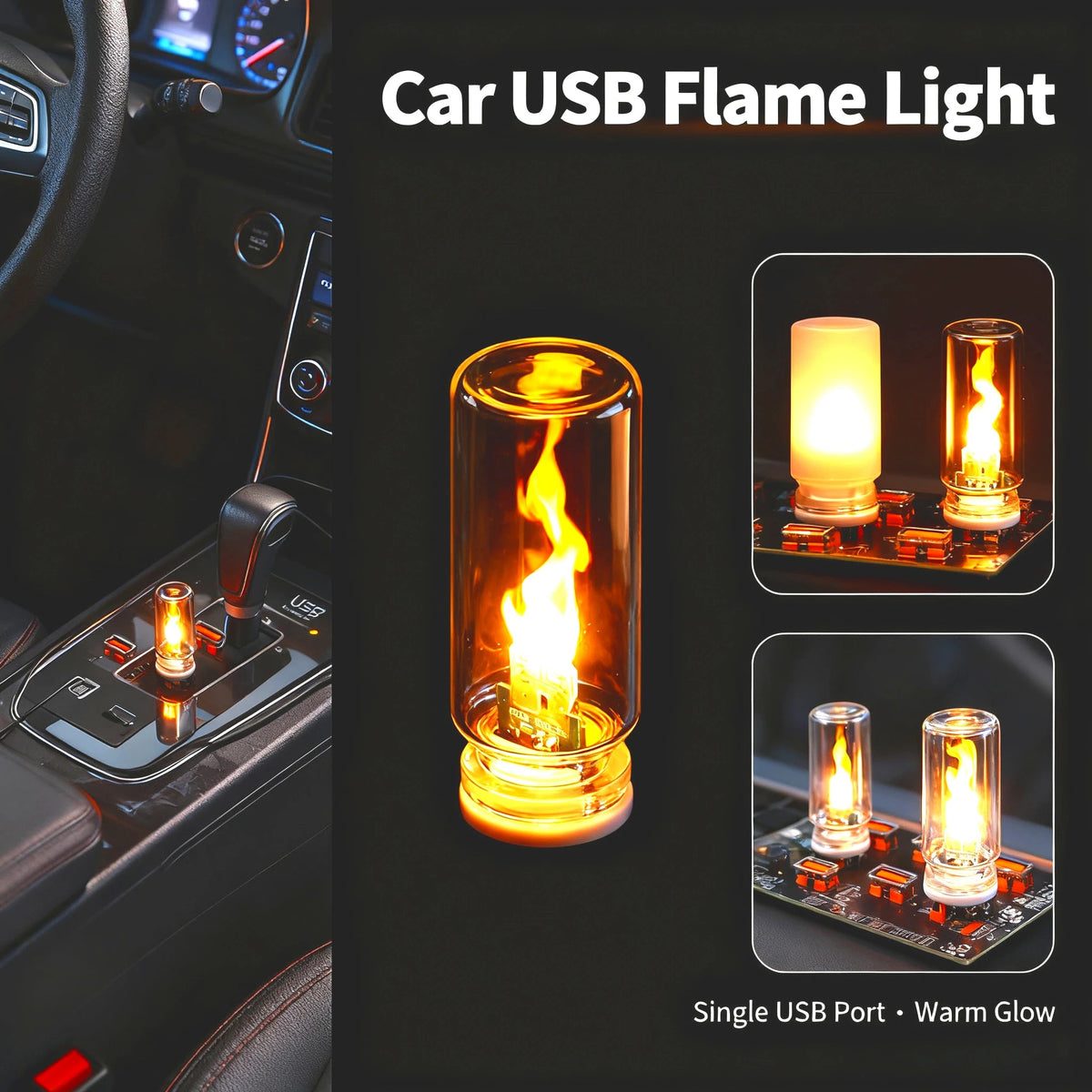 USB Flickering Flame LED Night Light: Ambient Touch Control Candle for Your Home & Car - Bargain Warriors LLC