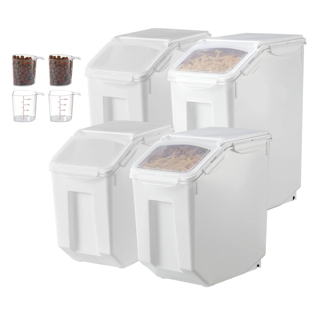 VEVOR 4pcs Rice Storage Container Large Dog Food Dispenser Bin, Kitchen Ingredient Grain Cereal Bin Pet food Containers - Bargain Warriors LLC