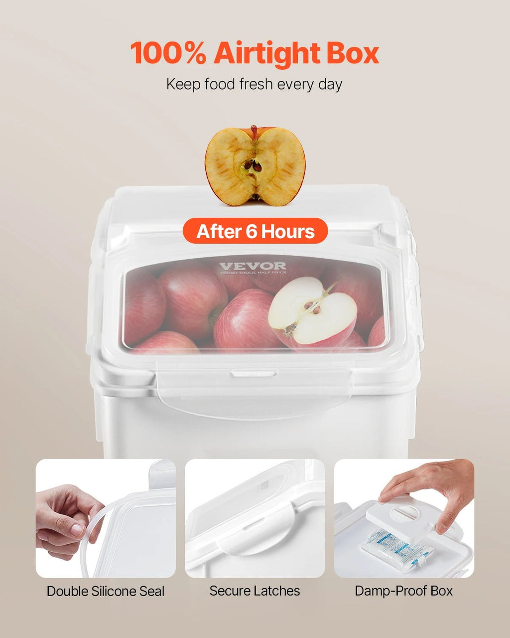 VEVOR 4pcs Rice Storage Container Large Dog Food Dispenser Bin, Kitchen Ingredient Grain Cereal Bin Pet food Containers - Bargain Warriors LLC