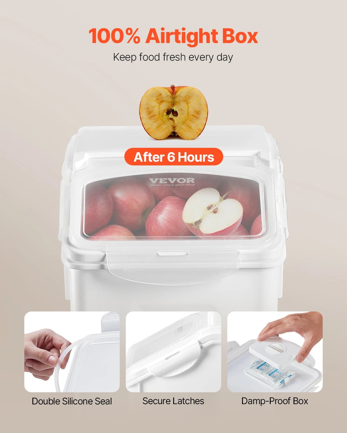 VEVOR 4pcs Rice Storage Container Large Dog Food Dispenser Bin, Kitchen Ingredient Grain Cereal Bin Pet food Containers - Bargain Warriors LLC